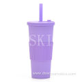 2022 New large capacity double layer plastic cup big Hole straw Portable outdoor straw cup